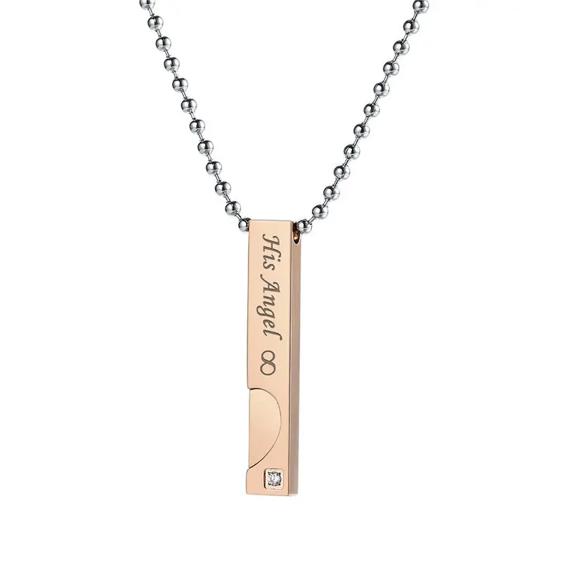 V.Ya "His Angel & Her Demon,Beauty & Beast,His King & His Queen"Love Heart Couple Necklaces Stainless Steel Women Gifts Dropship 27