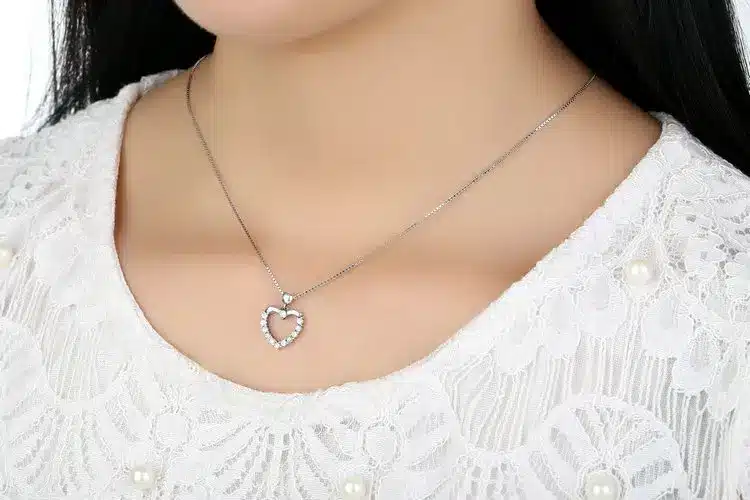 WOSTU 2018 Luxury Brand 925 Sterling Silver Heart Love Pendant Necklaces for Women With AAA Zircon Jewelry Gift For Lover CQN025 19