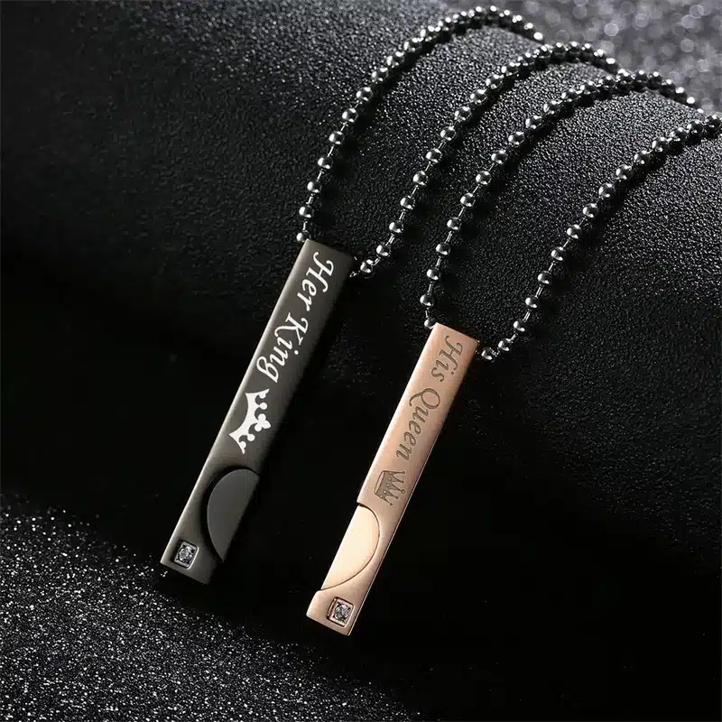 AZIZ BEKKAOUI Couple Necklaces with Box Best Gift Necklace For Lover Stainless Steel Men Female Fashion Jewelry Drop Shipping 11