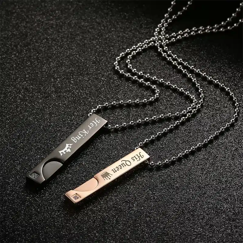 AZIZ BEKKAOUI Couple Necklaces with Box Best Gift Necklace For Lover Stainless Steel Men Female Fashion Jewelry Drop Shipping 12
