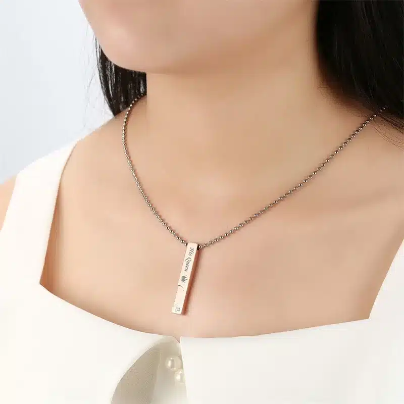 AZIZ BEKKAOUI Couple Necklaces with Box Best Gift Necklace For Lover Stainless Steel Men Female Fashion Jewelry Drop Shipping 16