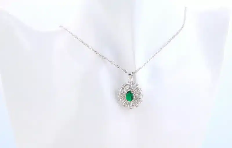 ROLILASON High Quality Green Peridot Silver Stamped Sets Earring /Necklace/Pendant/ Rings Fashion Jewelry for Lover JS685 10