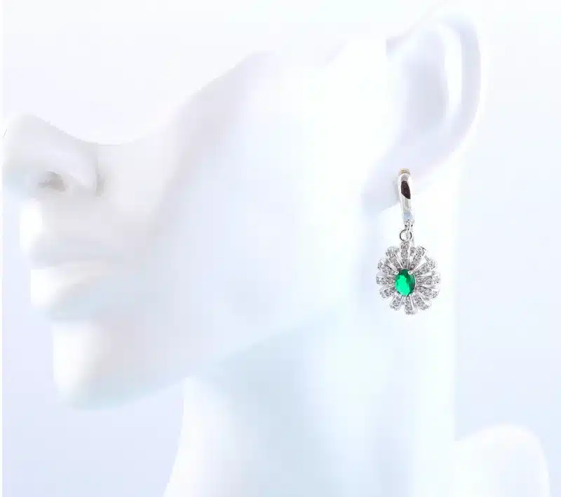 ROLILASON High Quality Green Peridot Silver Stamped Sets Earring /Necklace/Pendant/ Rings Fashion Jewelry for Lover JS685 11