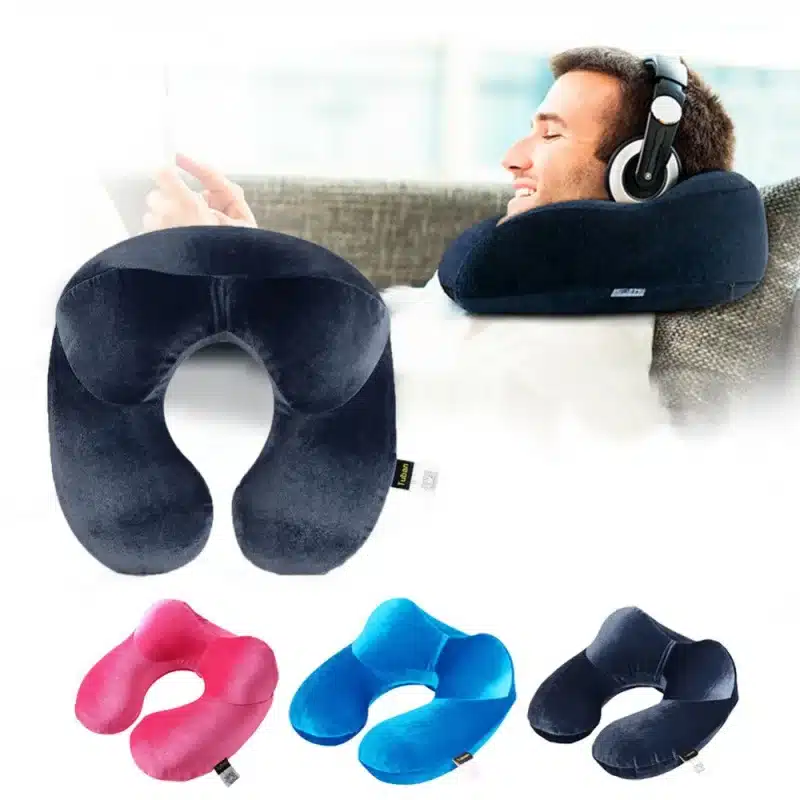 U-Shape Travel Pillow for Airplane Inflatable Neck Pillow Travel Accessories 4Colors Comfortable Pillows for Sleep Home Textile 1