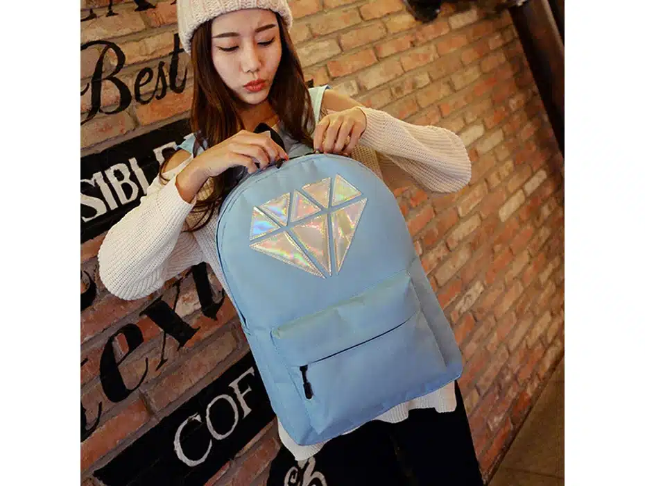 Women Backpack For Teenagers Girls Boy Laptop Holographic Silver Diamond School Bag Unisex Female Men Brand Casual Big Backpacks 10