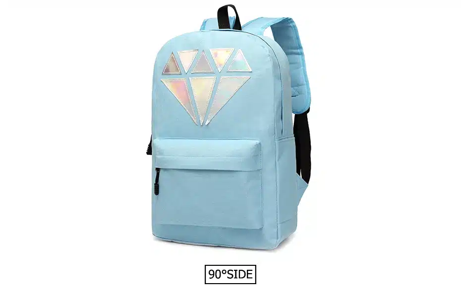 Women Backpack For Teenagers Girls Boy Laptop Holographic Silver Diamond School Bag Unisex Female Men Brand Casual Big Backpacks 14