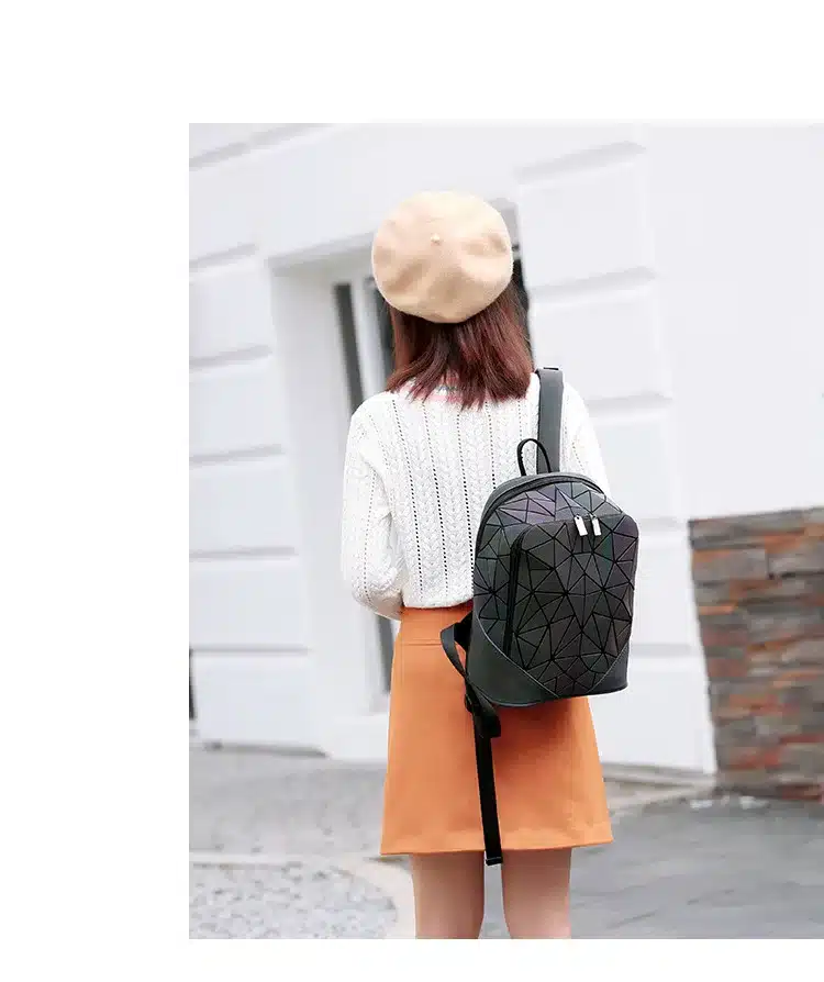 JOOZ Fashion Women backpack PVC geometric luminous backpack 2017 new Travel Bags for School Back Pack holographic backpacks 9