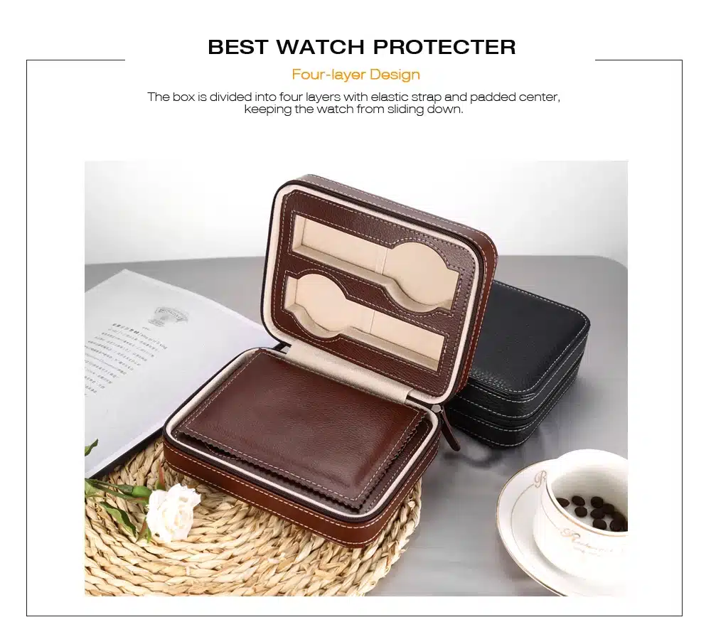 Hot Sale 4 Grids PU Leather Watch Box Jewelry Storage Case Watch Display Box caja reloj Container Jewelry Organizer 10