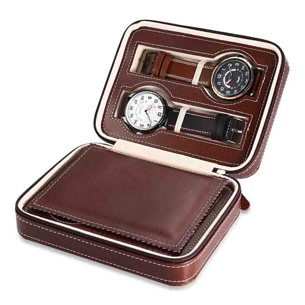 Hot Sale 4 Grids PU Leather Watch Box Jewelry Storage Case Watch Display Box caja reloj Container Jewelry Organizer 19