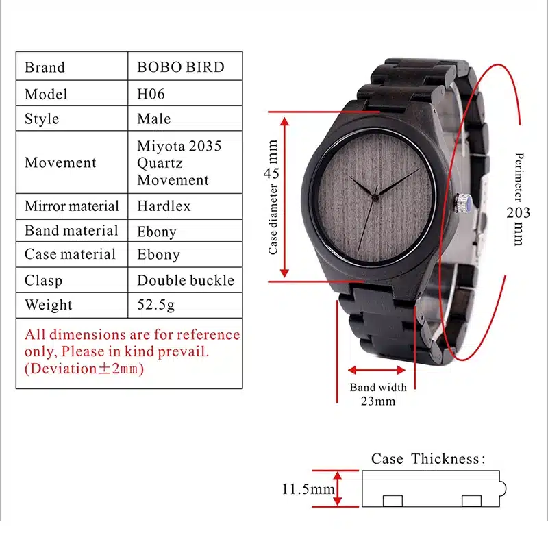 BOBO BIRD Mens Black Ebony Wooden Watches Wood Links Causal Quartz Wrist Watch in Gift Box custom logo 13