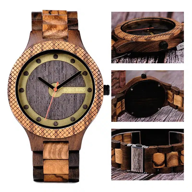 BOBO BIRD Timepieces Men Wooden Watch with Dial Sport New Design Wristwatch Relogio Masculino in Wooden Box Accept Drop Shipping 8