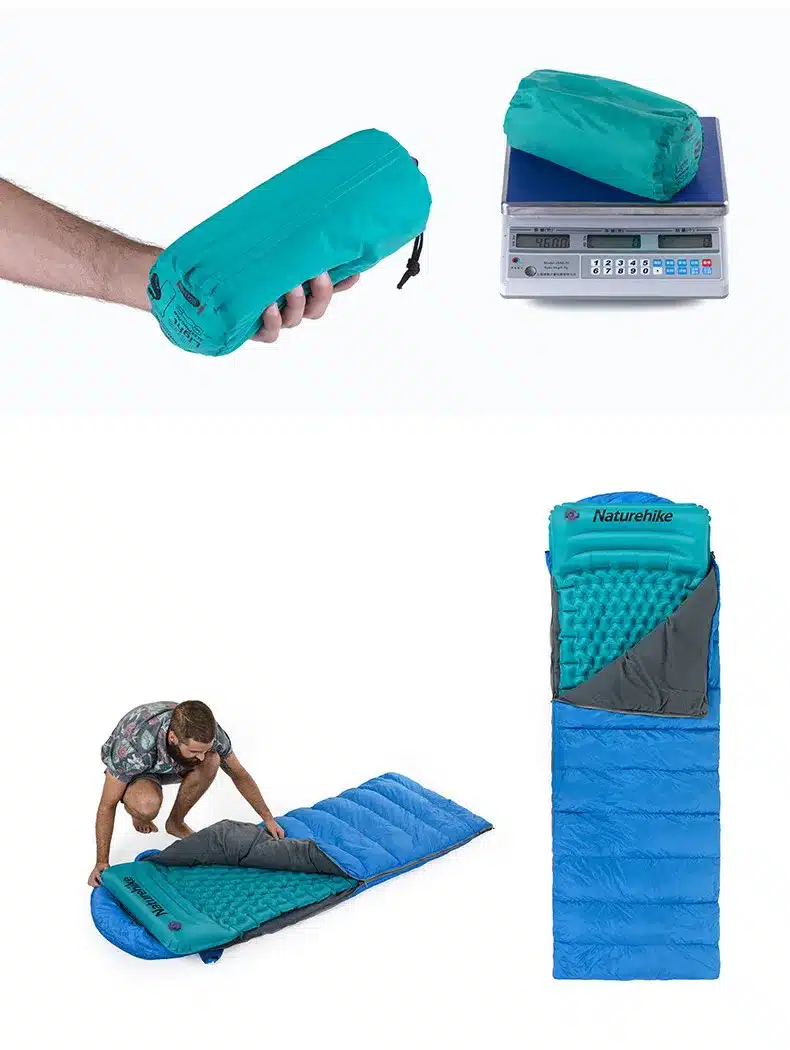Naturehike Outdoor Inflatable Cushion Sleeping Bag Mat Fast Filling Air Moistureproof Camping Mat With Pillow Sleeping Pad 460g 9