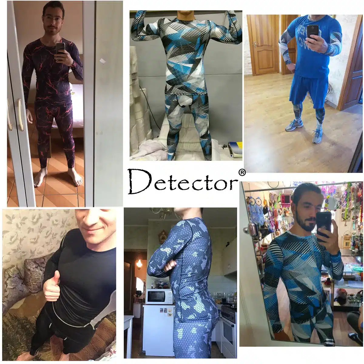 Detector Mens Compression Shirt Pants Set Bodybuilding Tight Long Sleeves Shirts Leggings Sport Suit Workout Fitness Sportswear 14