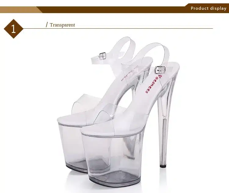Platform Sandals Summer Style 2018 Catwalk Shows Steel Tube Dancing Shoes Sexy Ultra High Heels 20 cm Transparent Sandals 15