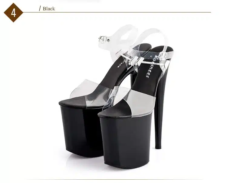 Platform Sandals Summer Style 2018 Catwalk Shows Steel Tube Dancing Shoes Sexy Ultra High Heels 20 cm Transparent Sandals 29