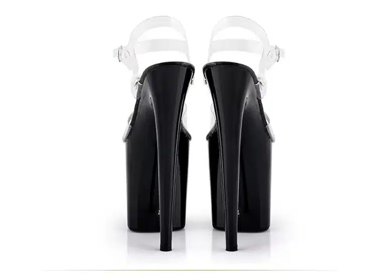 Platform Sandals Summer Style 2018 Catwalk Shows Steel Tube Dancing Shoes Sexy Ultra High Heels 20 cm Transparent Sandals 32