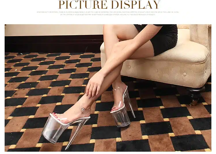 Platform Sandals Summer Style 2018 Catwalk Shows Steel Tube Dancing Shoes Sexy Ultra High Heels 20 cm Transparent Sandals 37