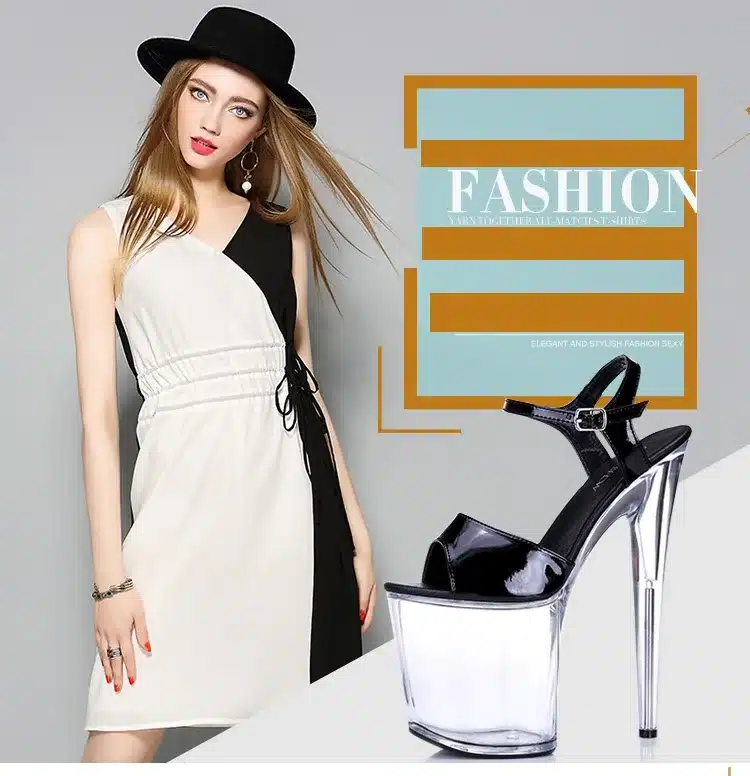 Platform Sandals Summer Style 2018 Catwalk Shows Steel Tube Dancing Shoes Sexy Ultra High Heels 20 cm Transparent Sandals 39
