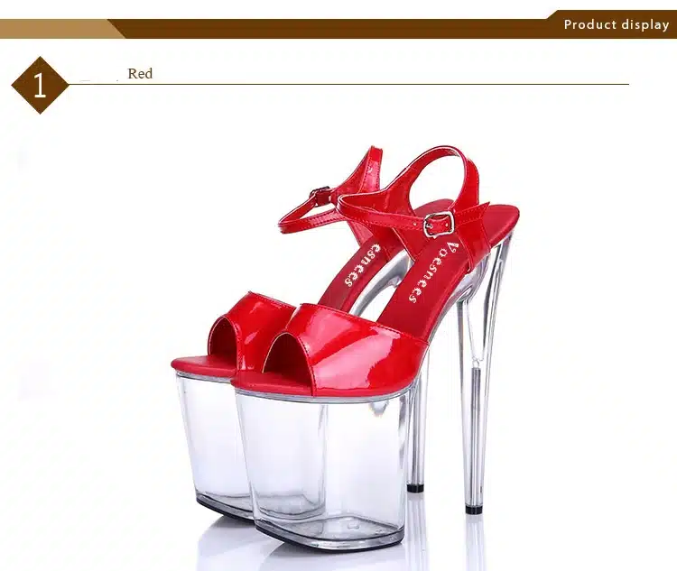 Platform Sandals Summer Style 2018 Catwalk Shows Steel Tube Dancing Shoes Sexy Ultra High Heels 20 cm Transparent Sandals 41