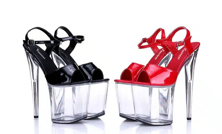 Platform Sandals Summer Style 2018 Catwalk Shows Steel Tube Dancing Shoes Sexy Ultra High Heels 20 cm Transparent Sandals 49