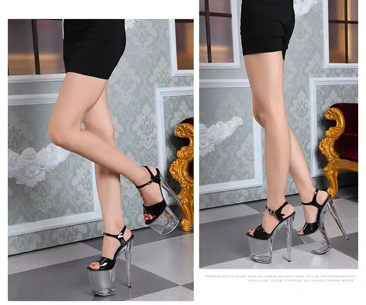 Platform Sandals Summer Style 2018 Catwalk Shows Steel Tube Dancing Shoes Sexy Ultra High Heels 20 cm Transparent Sandals 54