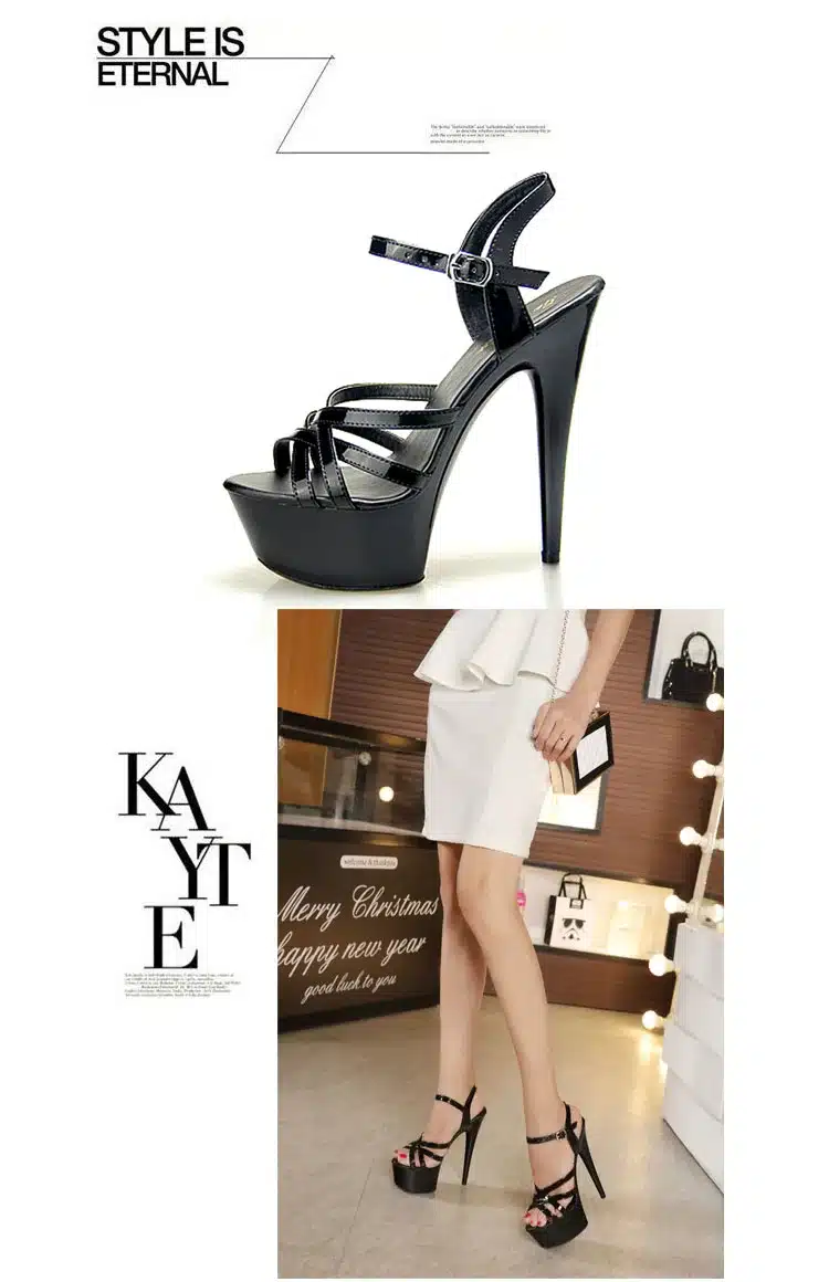 Steel Pipe Dance Shoes Women fine with high-heels 15cm Female Sexy Platforms Sandals Shoes Show Lady superb high-heeled Sandals 15