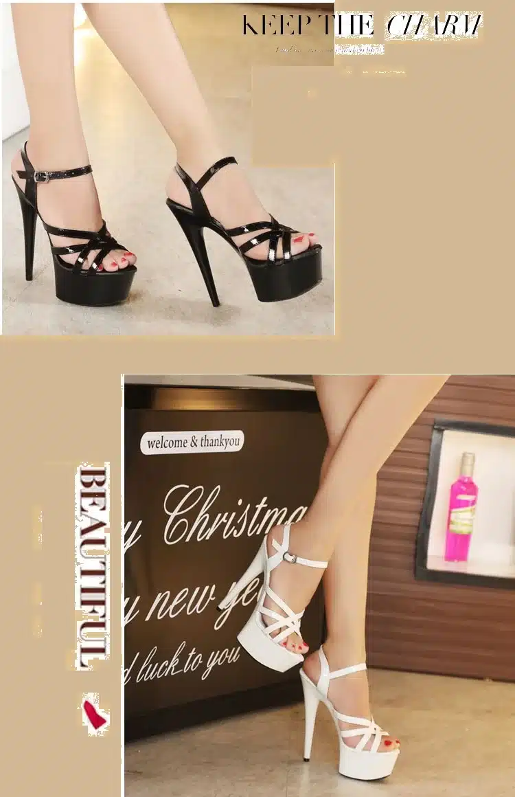 Steel Pipe Dance Shoes Women fine with high-heels 15cm Female Sexy Platforms Sandals Shoes Show Lady superb high-heeled Sandals 16