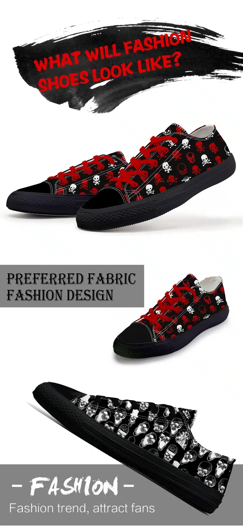 FIRST DANCE Spring Classic Canvas Shoes For Men Fashion Light Weight Skull Printed Black Shoes Casual Mens Hip Hop Shoes Flats 8