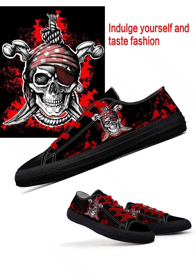 FIRST DANCE Spring Classic Canvas Shoes For Men Fashion Light Weight Skull Printed Black Shoes Casual Mens Hip Hop Shoes Flats 10