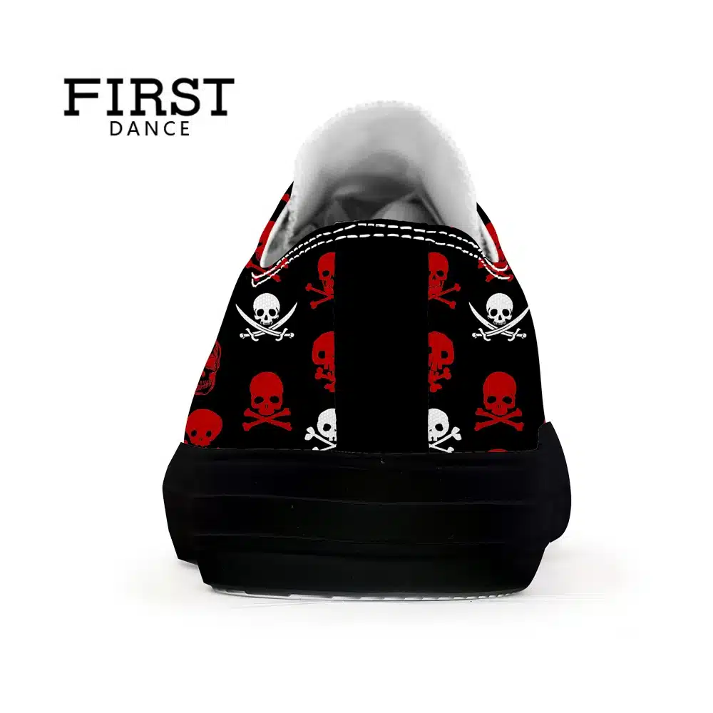 FIRST DANCE Spring Classic Canvas Shoes For Men Fashion Light Weight Skull Printed Black Shoes Casual Mens Hip Hop Shoes Flats 30