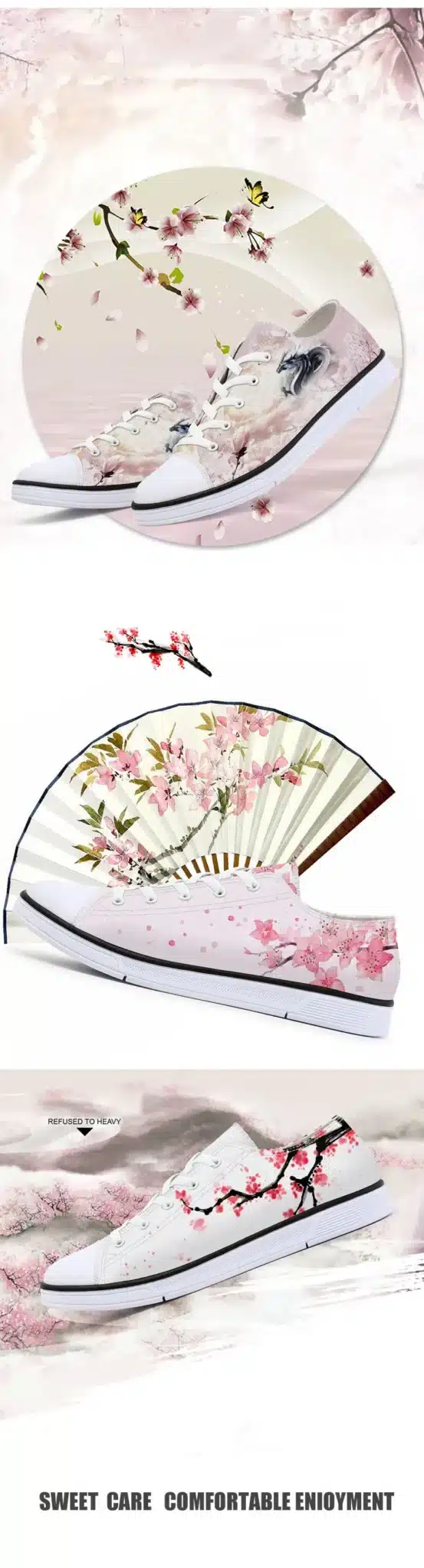 FIRST DANCE Fashion Women Fox Spirit Printed Shoes Classic Canvas Pattern Female Shoes White Floral Walking Floral Lace up Shoes 5