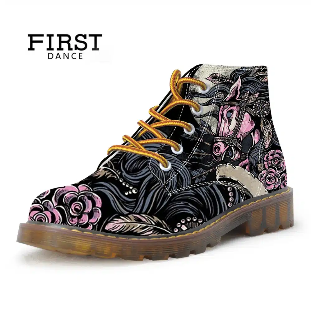 FIRST DANCE 2018 Fashion Mens Skull Shoes For Men Dr Martins Shoes Skeleton Print Black Nice Ankle Shoes Man Oxfords Spring Boot 4