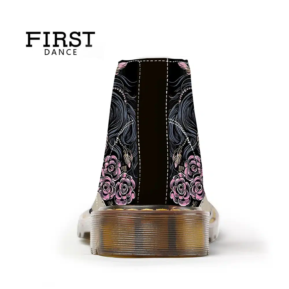 FIRST DANCE 2018 Fashion Mens Skull Shoes For Men Dr Martins Shoes Skeleton Print Black Nice Ankle Shoes Man Oxfords Spring Boot 6