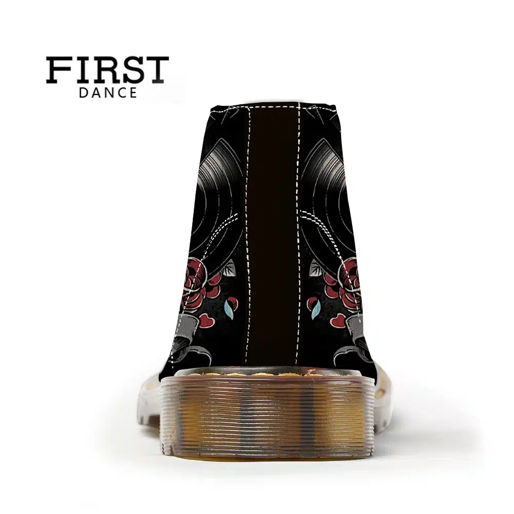 FIRST DANCE 2018 Fashion Mens Skull Shoes For Men Dr Martins Shoes Skeleton Print Black Nice Ankle Shoes Man Oxfords Spring Boot 16