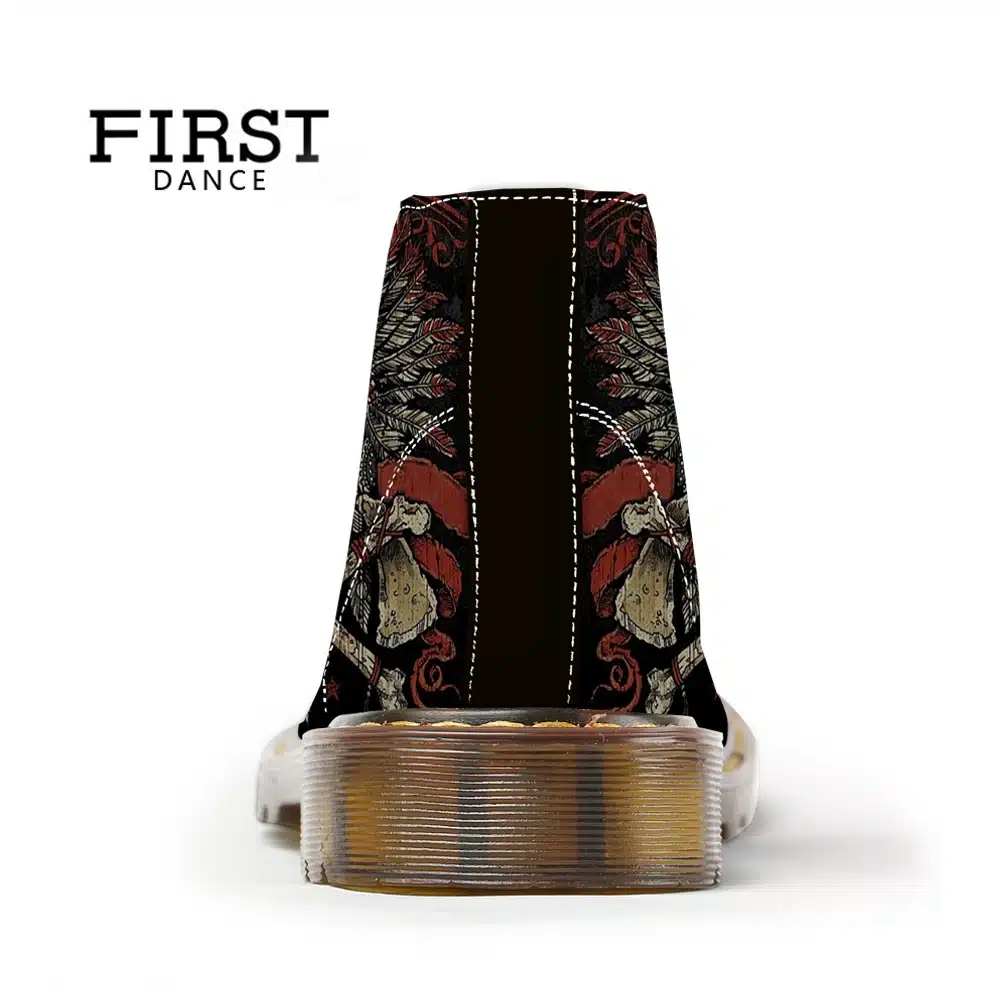 FIRST DANCE 2018 Fashion Mens Skull Shoes For Men Dr Martins Shoes Skeleton Print Black Nice Ankle Shoes Man Oxfords Spring Boot 21