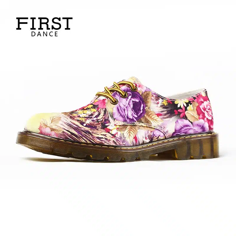 FIRST DANCE Women Oxford Nice Chaussures Femme Fashion DR Martin Shoes Flats Customized 3D Flower Prints Female Shoes For Women 5