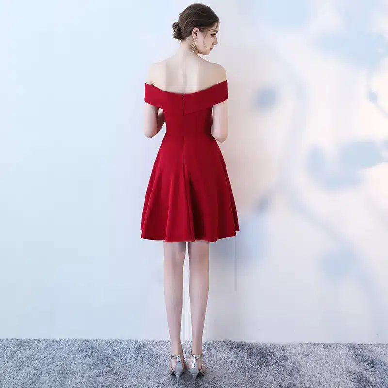 Real Picture Navy Prom Dresses 2018 Sexy Off Shoulder Prom Dress Short Party Boat Neck Simple Elegant Prom Gowns Evening 10