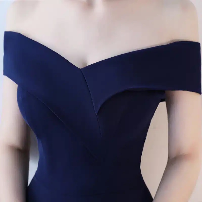 Real Picture Navy Prom Dresses 2018 Sexy Off Shoulder Prom Dress Short Party Boat Neck Simple Elegant Prom Gowns Evening 15