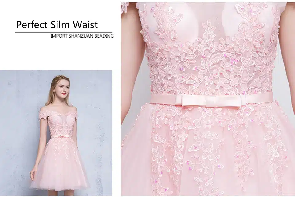 LAMYA Sexy Red Lace Elegant Knee Length Prom Dresses 2018 New Arrived Women Beading A Line Evening Party Dress With Bow 20