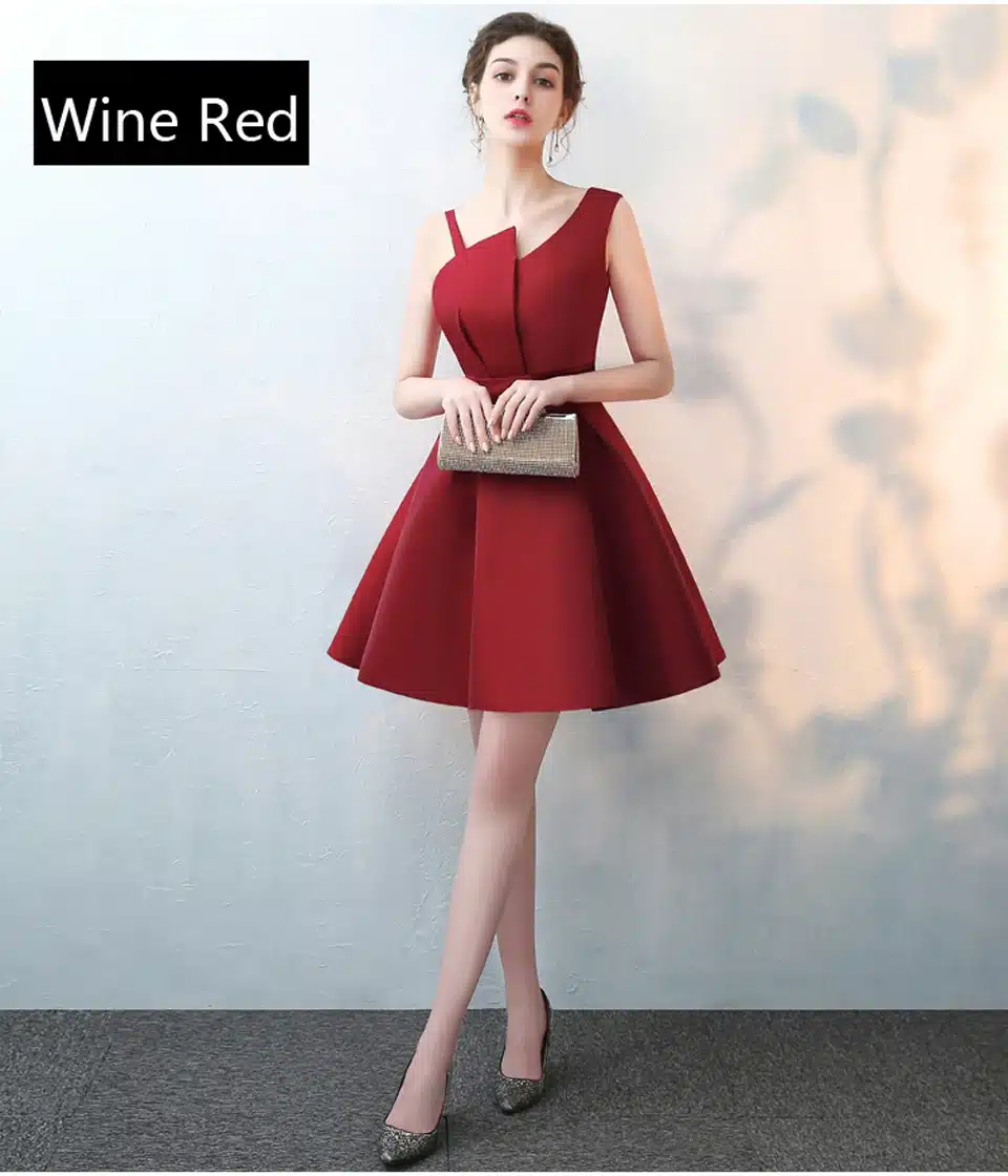 Lamya Special Occasion Gowns 5 Colors Short Satin A Line Prom Dresses 2018 Cheap Elegant Evening Party Dress 6
