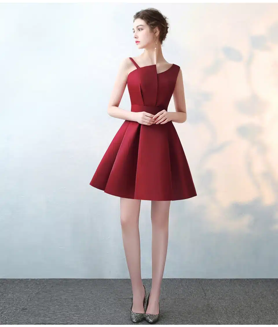 Lamya Special Occasion Gowns 5 Colors Short Satin A Line Prom Dresses 2018 Cheap Elegant Evening Party Dress 7