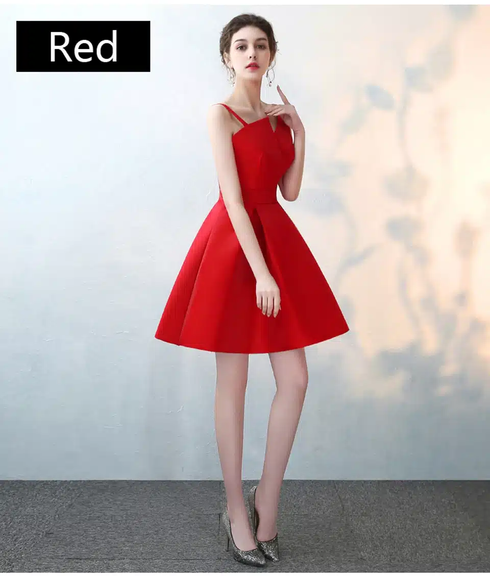 Lamya Special Occasion Gowns 5 Colors Short Satin A Line Prom Dresses 2018 Cheap Elegant Evening Party Dress 11