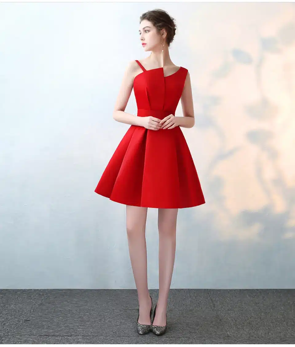 Lamya Special Occasion Gowns 5 Colors Short Satin A Line Prom Dresses 2018 Cheap Elegant Evening Party Dress 12