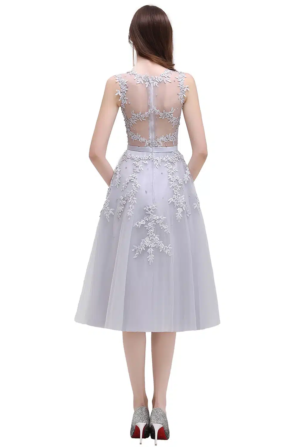 In Stock prom dresses 2018 Sleeveless Short prom dress Lace Applique Beading Gown Party evening dress vestido de festa Curto 19