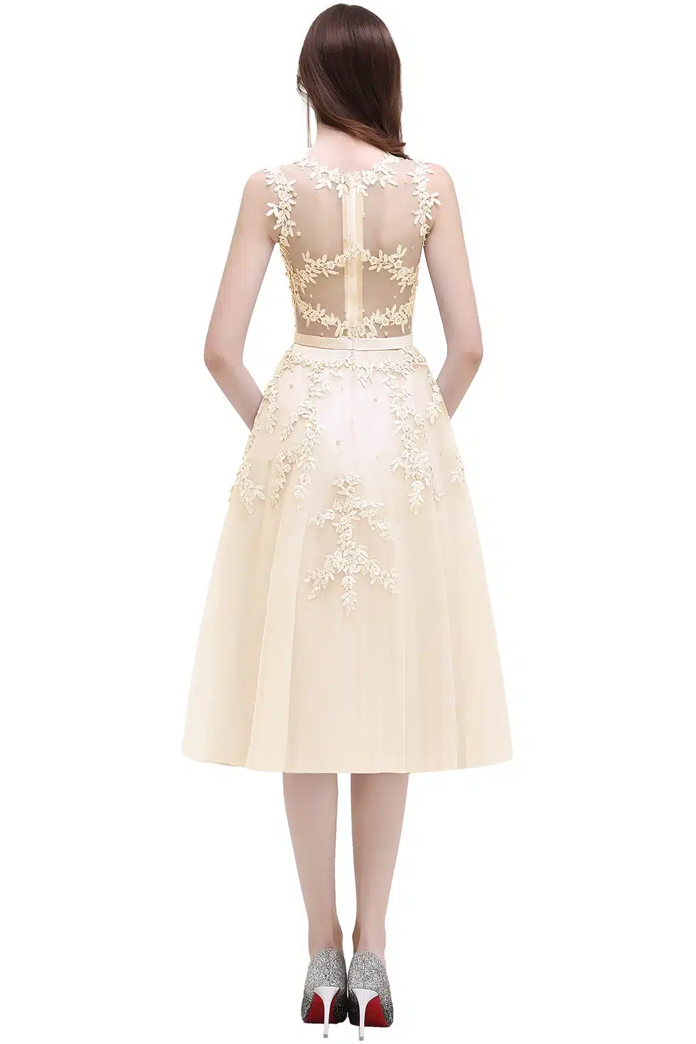 In Stock prom dresses 2018 Sleeveless Short prom dress Lace Applique Beading Gown Party evening dress vestido de festa Curto 22