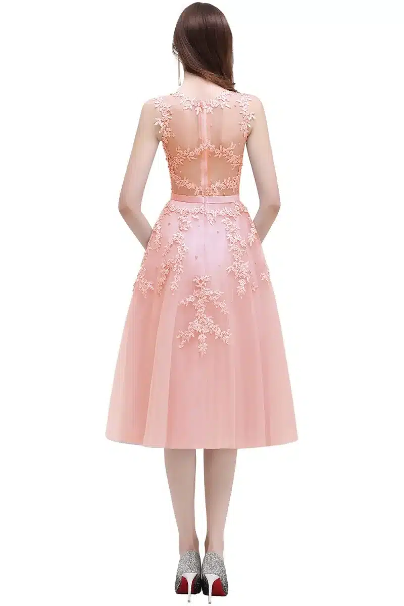 In Stock prom dresses 2018 Sleeveless Short prom dress Lace Applique Beading Gown Party evening dress vestido de festa Curto 24