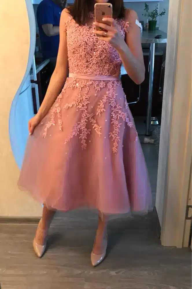 In Stock prom dresses 2018 Sleeveless Short prom dress Lace Applique Beading Gown Party evening dress vestido de festa Curto 31