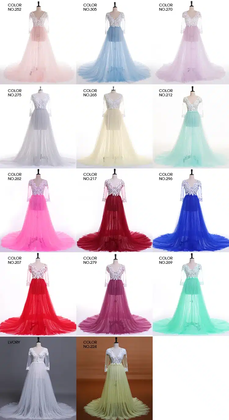 Lace Formal Pregnant Photo dress Long Sleeve See Through Blue Prom Evening Dresses Custom Size Plus Size 2018 Evening Dress 11