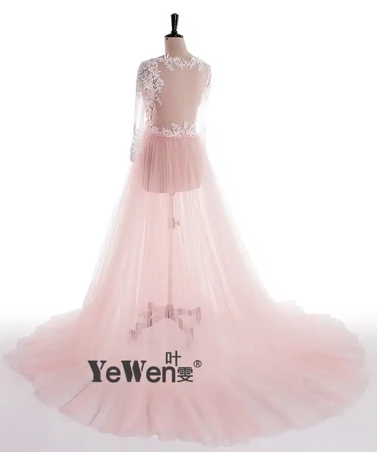 Lace Formal Pregnant Photo dress Long Sleeve See Through Blue Prom Evening Dresses Custom Size Plus Size 2018 Evening Dress 16
