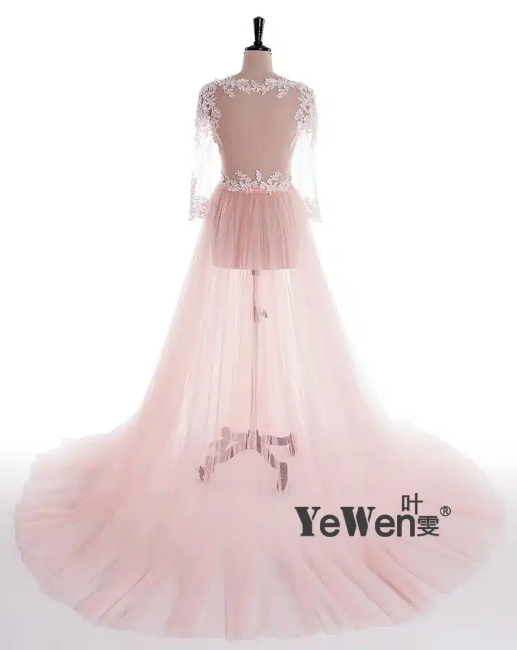 Lace Formal Pregnant Photo dress Long Sleeve See Through Blue Prom Evening Dresses Custom Size Plus Size 2018 Evening Dress 17